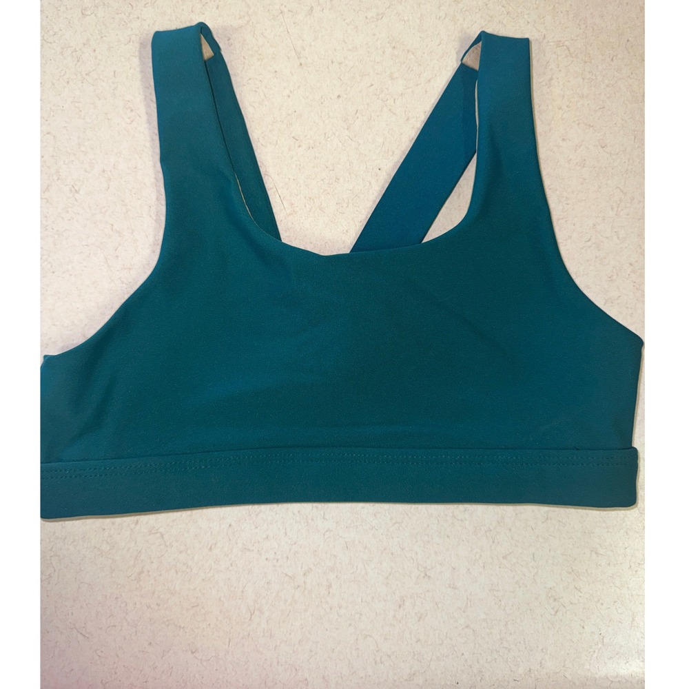 Old Navy Active Girls Powersoft Go-Dry Sports Bra Teal Green Criss Cross Back